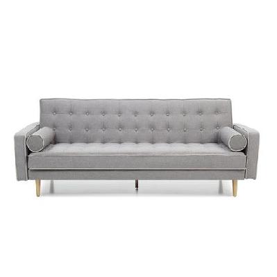 designer modern scandinavian fabric 3-seater sofa bed - grey