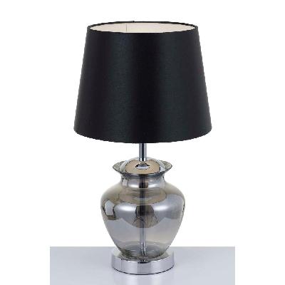 june modern table desk lamp light glass metal black chrome smoke