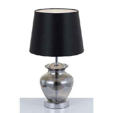june modern table desk lamp light glass metal black chrome smoke