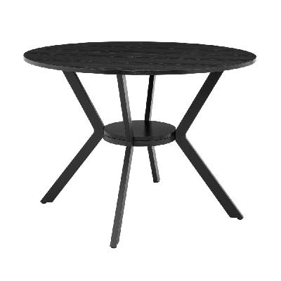 kaia wooden round dining table metal legs 110cm black