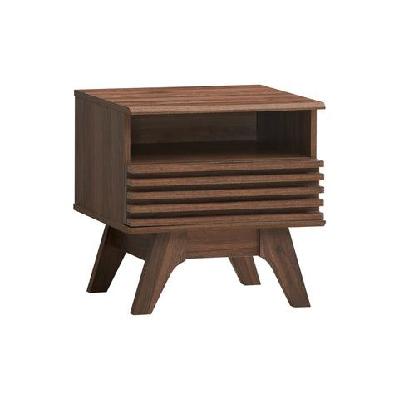 karyn wooden open shelf nightstand side bedside table w/ 1-drawer - walnut