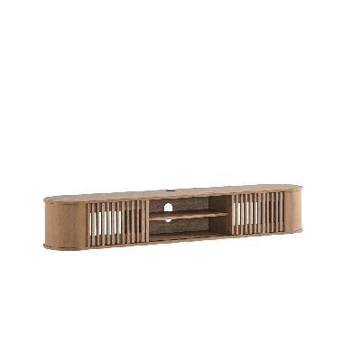 kassy wooden wall mount floating entertainment unit tv stand 180cm 2 doors oak
