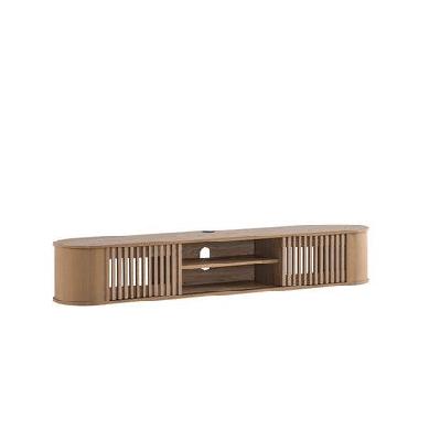 kassy wooden wall mount floating entertainment unit tv stand 180cm 2 doors oak