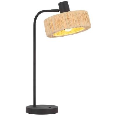 katrin industrial table desk lamp light metal raffia black natural matte natural