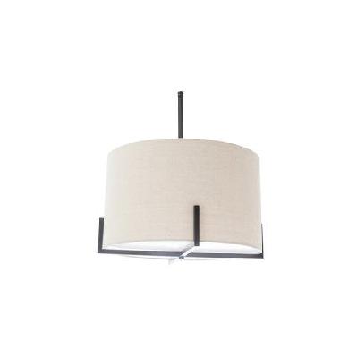 kay matte black square-edged metal pendant hanging lamp beige linen shade