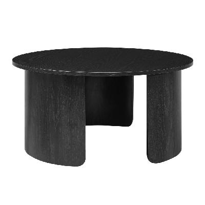 kenji wooden round tea coffee table 80cm black