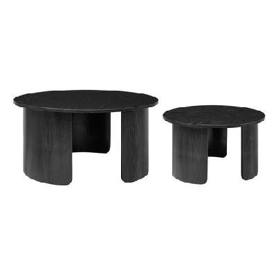 kenji wooden set of 2 nesting round tea coffee table black
