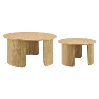 kenji wooden set of 2 nesting round tea coffee table oak
