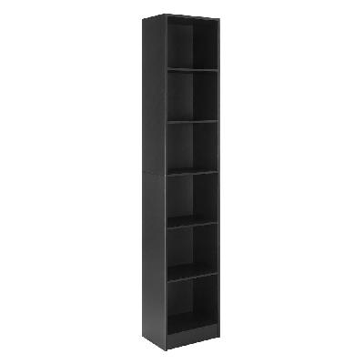 keto modern 6-tier wooden bookcase display shelf narrow - black