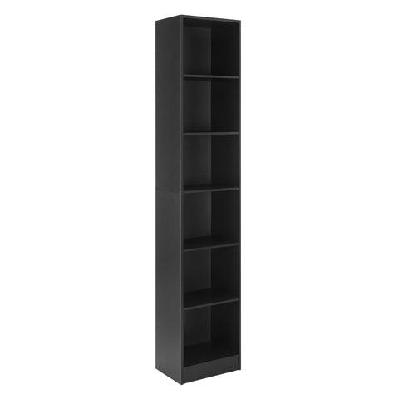 keto modern 6-tier wooden bookcase display shelf narrow - black