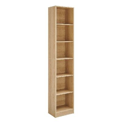 keto modern 6-tier wooden bookcase display shelf narrow - oak