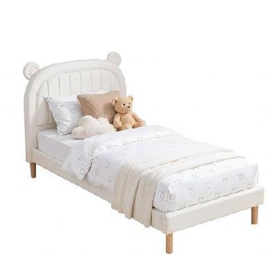 kids king single bed frame bear ears headboard upholstered leather platform bed for child