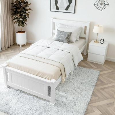 king single bed frame and bedside table