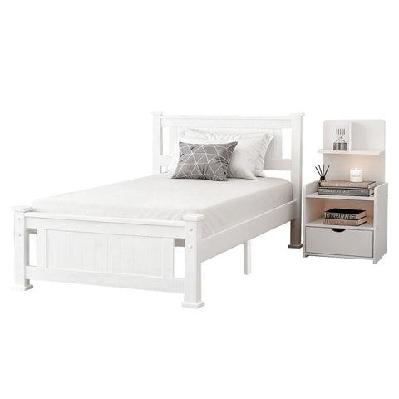 king single bed frame and bedside table white