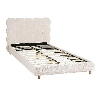 king single bed frame cloud headboard boucle fabric mattress platform base white