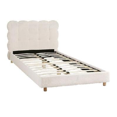 king single bed frame cloud headboard boucle fabric mattress platform base white