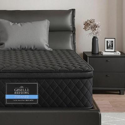 king single mattress 34cm euro top with 5-zone pocket spring support black