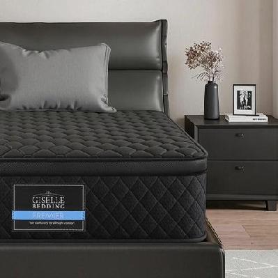 king single mattress 34cm euro top with 5-zone pocket spring support black