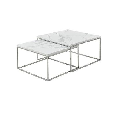 square nesting coffee table set - white