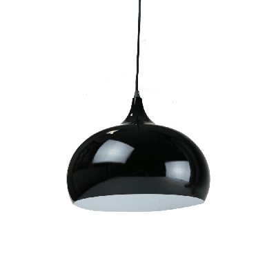 kirby inverted bowl metal cord drop pendant light lamp - black