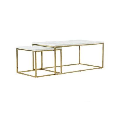 nesting coffee table set metal frame - white and gold