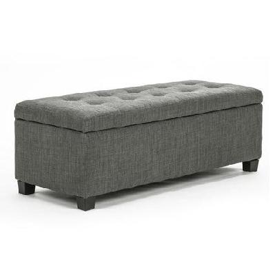 la bella 102cm dark grey storage ottoman stool fabric
