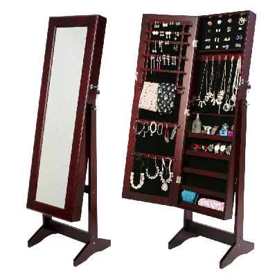 la bella 146cm walnut mirror jewellery cabinet storage organiser luvo