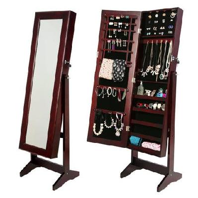 la bella 146cm walnut mirror jewellery cabinet storage organiser luvo