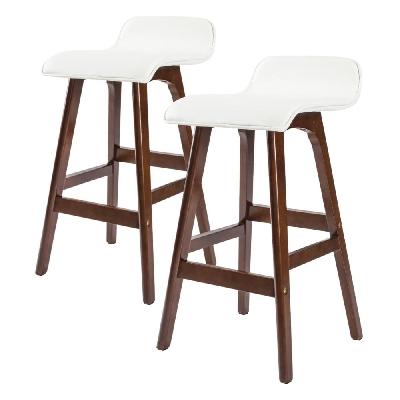 la bella 2 set 65cm white brown wooden bar stool sophia leather