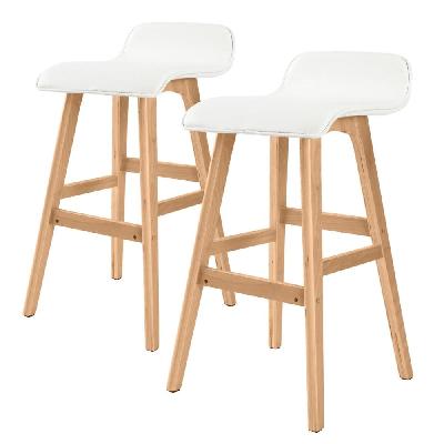 la bella 2 set 65cm white wooden bar stool sophia leather