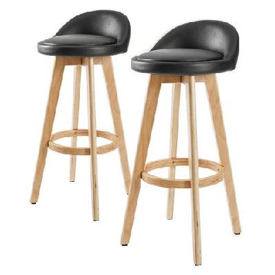 la bella 2 set 72cm black wooden bar stool leila leather