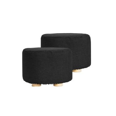 la bella 2 set black fabric ottoman round wooden leg foot stool