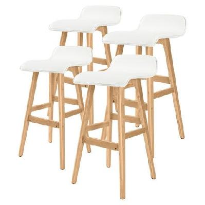la bella 4 set 74cm white wooden bar stool sophia leather