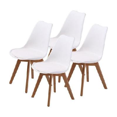 la bella 4 set white retro dining cafe chair padded seat