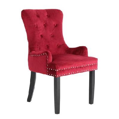 la bella bordeaux red french provincial dining chair ring studded lisse velvet rubberwood