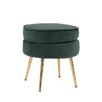 la bella green round ottoman foot stool velvet fabric metal leg