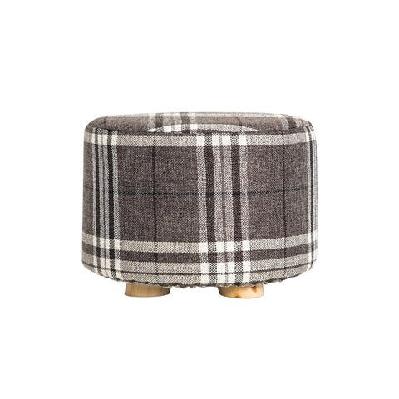 la bella lattice fabric ottoman round wooden leg foot stool