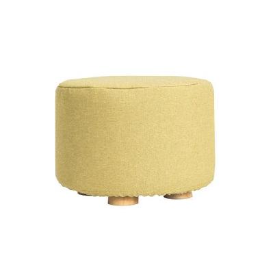 la bella mustard yellow fabric ottoman round wooden leg foot stool