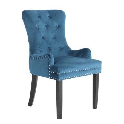 la bella navy blue french provincial dining chair ring studded lisse velvet rubberwood