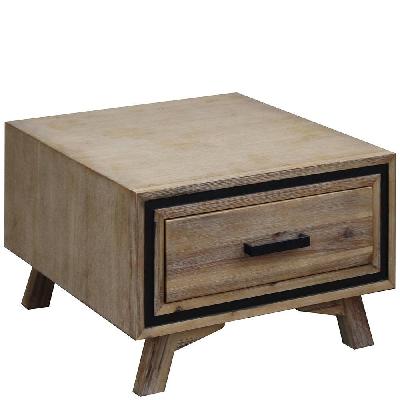 lamp table with 1 storage drawer solid wooden frame in silver brush colour