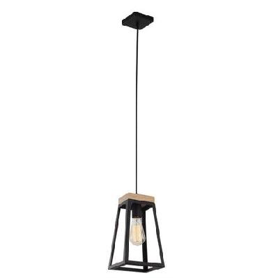 lanterna pendant lamp light interior es matte black wood trapezium od170mm