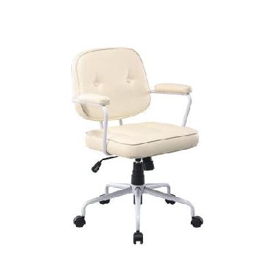 laurence faux leather home office computer task chair white frame - beige