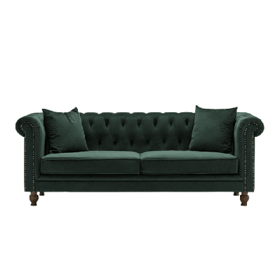 modern chesterfield velvet fabric 3-seater sofa - green