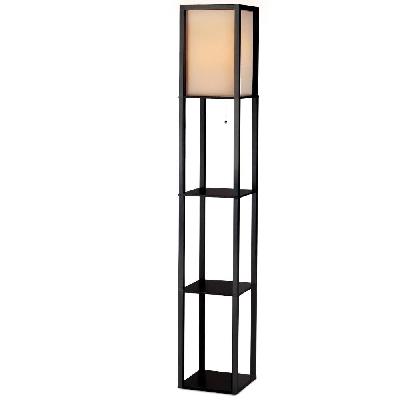 led floor lamp shelf vintage wood standing light reading storage bedroom