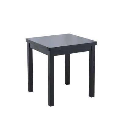 contemporary square end lamp side table metal frame wooden top black