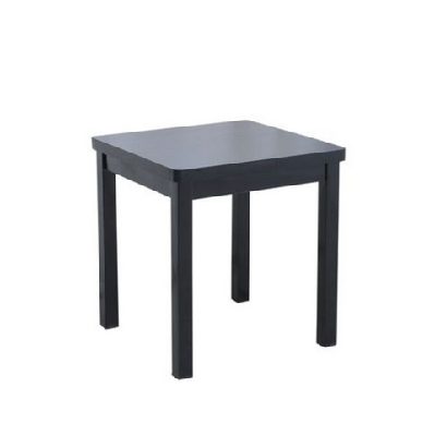 contemporary square end lamp side table metal frame wooden top black