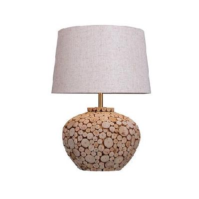 lenny wooden base fabric shade desk table light lamp linen