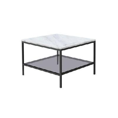 leonardo marble open shelf rectangular coffee table metal frame - white/black