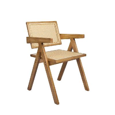 levede 1x dining chair solid wood rattan armchair wicker accent lounge chairs