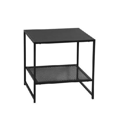 levede 2-tier side table open design steel home shelf compact storage end table